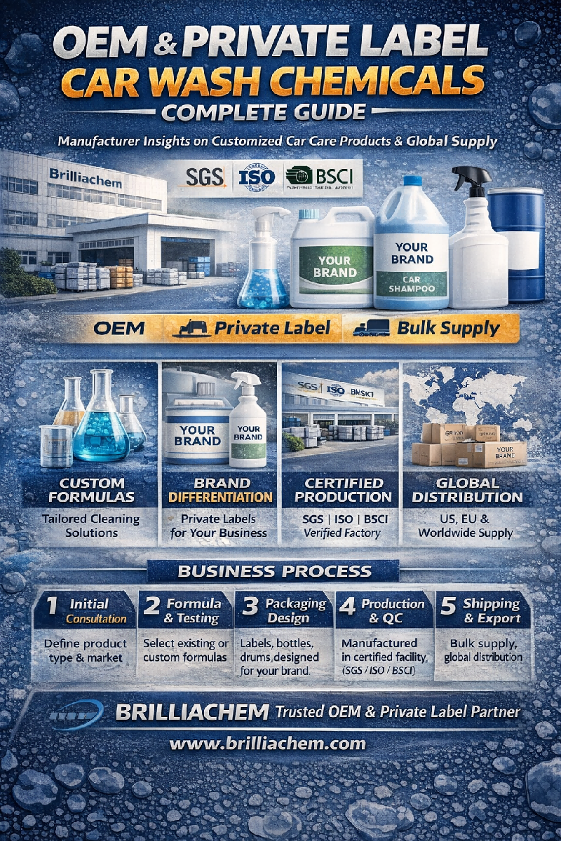 المواد الكيميائية لغسيل السيارات ذات العلامات التجارية الخاصة وتصنيع المعدات الأصلية: الدليل الكامل (إصدار 2026)